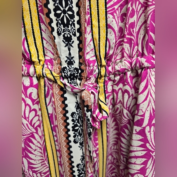 LOFT Palm Cutout Back Midi Pocket Dress Sz. S Magenta Sunset - Picture 10 of 11